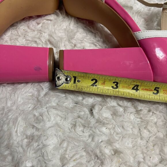 Alegra K synthetic patent hot Pink and White T strap Platform Heels SZ9 - Picture 7 of 11